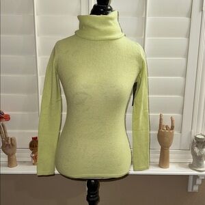 Pure Collection Gassato Cashmere Polo Neck Sweater Winter Lime